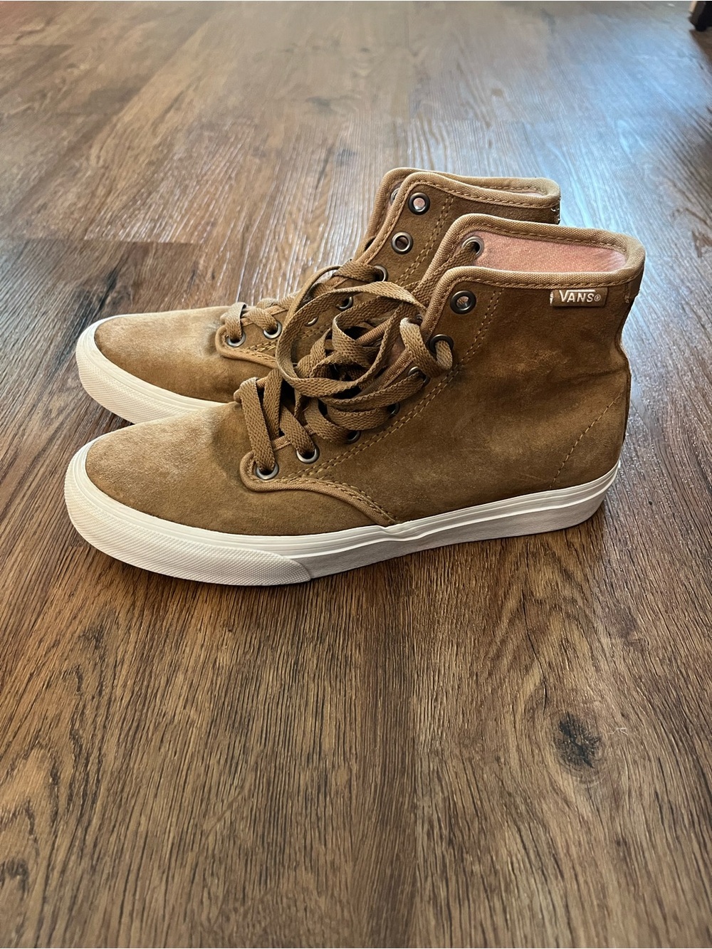 Vans Brown Suede High-Top Sneakers with White Sole